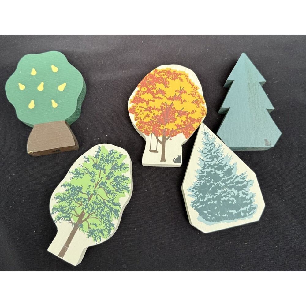 5 Vtg The Cats Meow Village Faline Shelf Sitter Trees Accessories